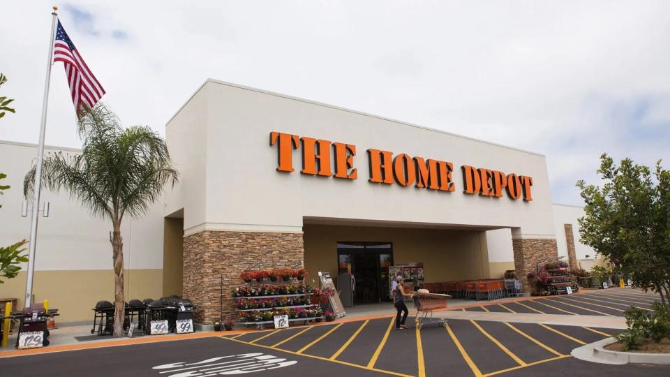 The exterior of a Home Depot store