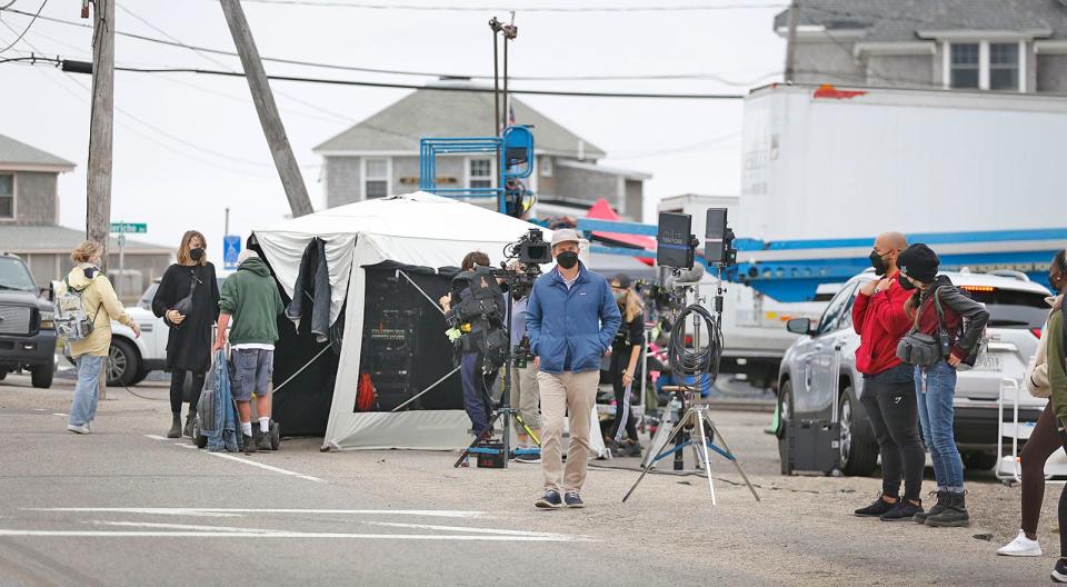 Lights, camera, action on Turner Road in Scituate as a film crew works on a yet-to-be-named movie on Monday, Sept. 19, 2022.