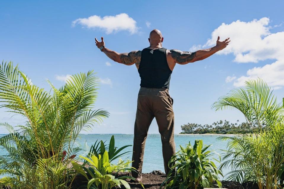 Dwayne Johnson shows of meaningful ink as the Master of Ceremonies for "Shark Week."