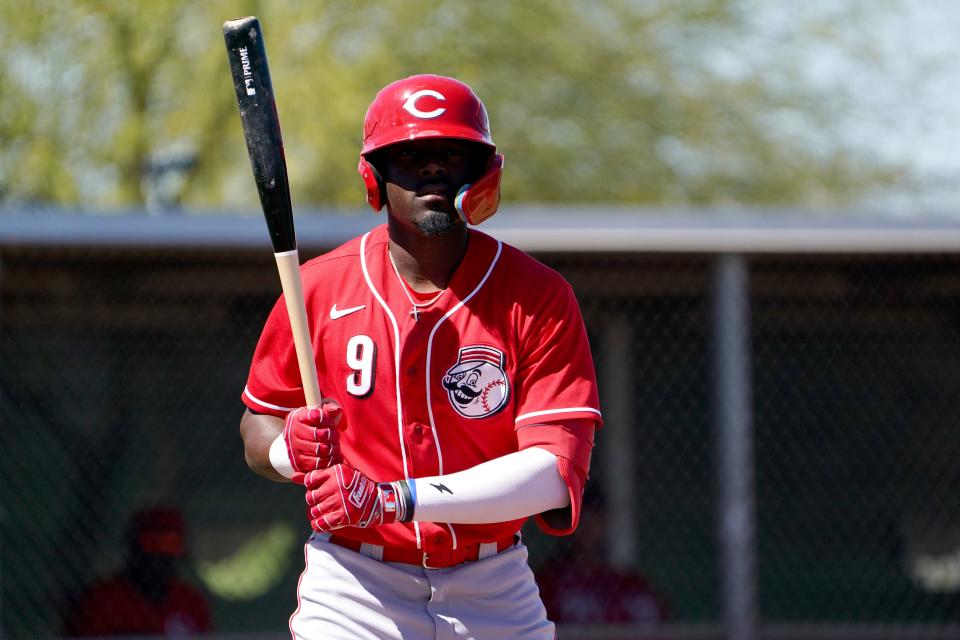 Jay Allen II with the Reds during spring training