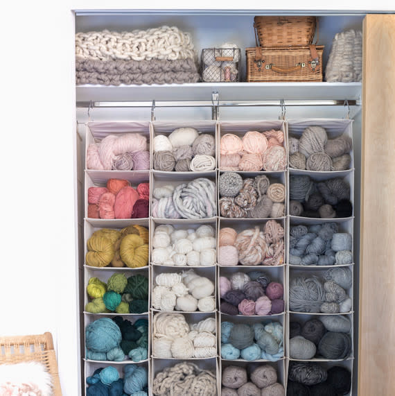 7 Clever Ideas for Organizing and Storing Yarn  Knitting room, Craft room  storage, Craft room design