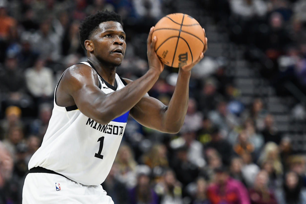 Minnesota Timberwolves guard Anthony Edwards will be the youngest participant in the NBA All-Star Game in Salt Lake City on Feb. 19. (Alex Goodlett/Getty Images)