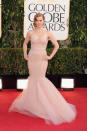 Golden Globes 2013: Amy Adams showcased a ballet-pink Marchesa frothy gown to perfection © Getty