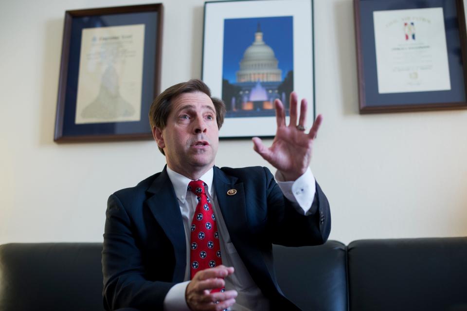 Rep. Chuck Fleischmann, a Republican from Tennessee, is interviewed by CQ Roll Call in his Cannon Building office, about losing his parents to cancer, February 25, 2016.