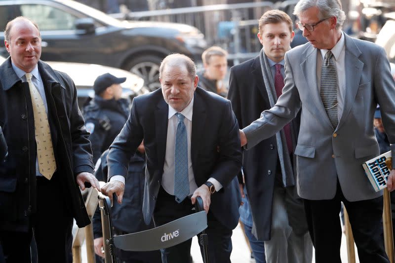 FILE PHOTO: Harvey Weinstein arrives at New York Criminal Court for another day of jury deliberations in his sexual assault trial in the Manhattan borough of New York City