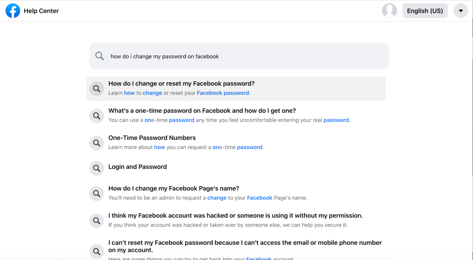 How to search Facebook Help Center