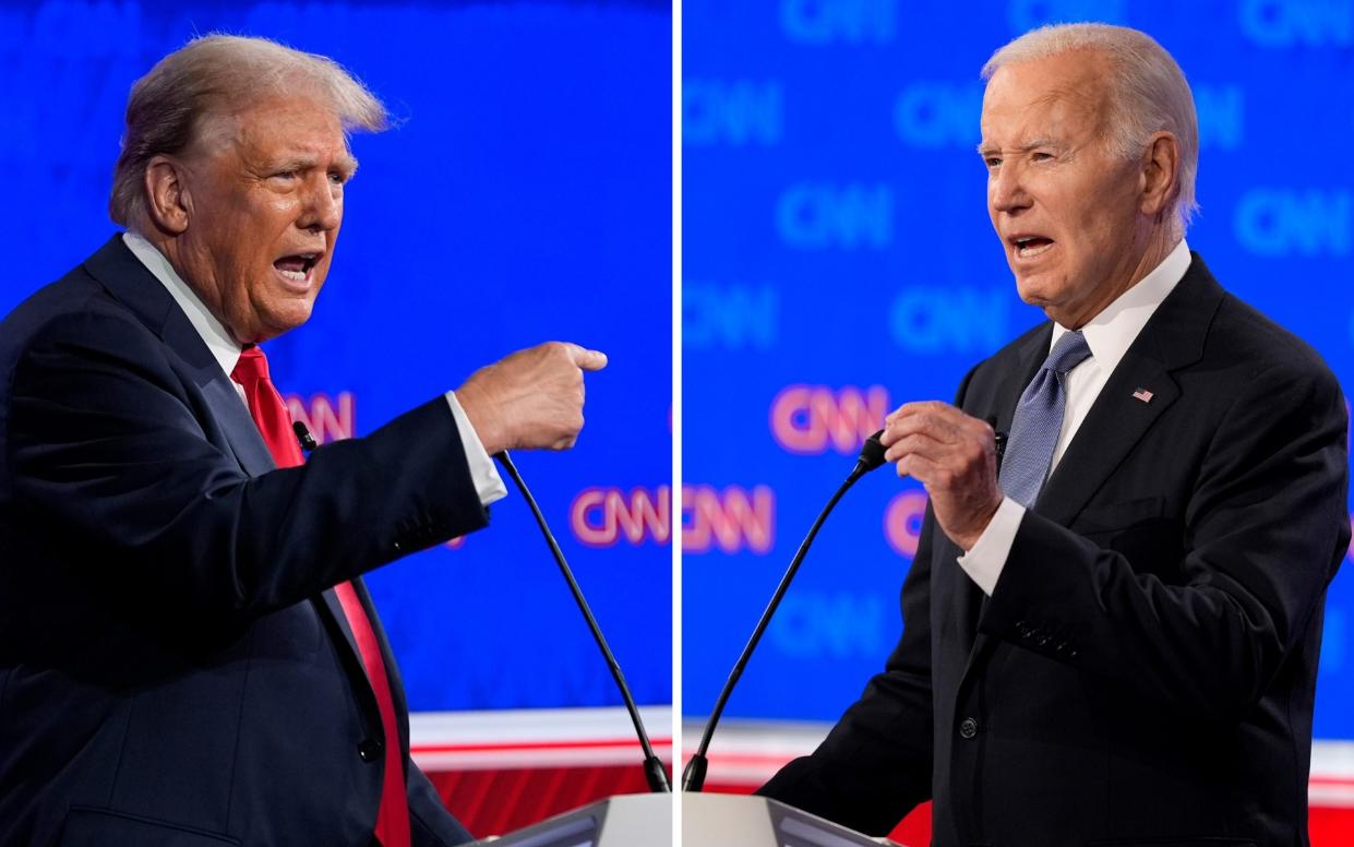 Donald Trump and Joe Biden speaking at the CNN debate on Thursday