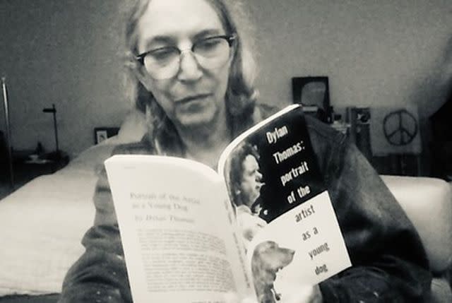 <p>Instagram/thisispattismith</p> Patti Smith shares another photo of herself reading a book by Dylan Thomas