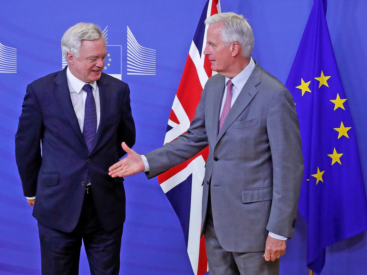 Brexit Secretary David Davis and EU chief negotiator Michel Barnier: REUTERS