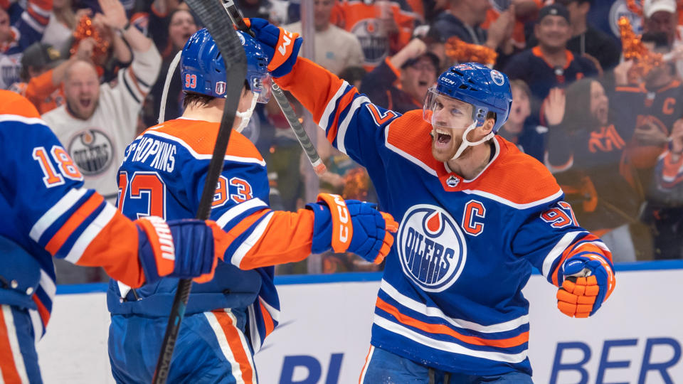 Ryan Nugent-Hopkins finally found the back of the net — a great sign for the Oilers. (Getty)