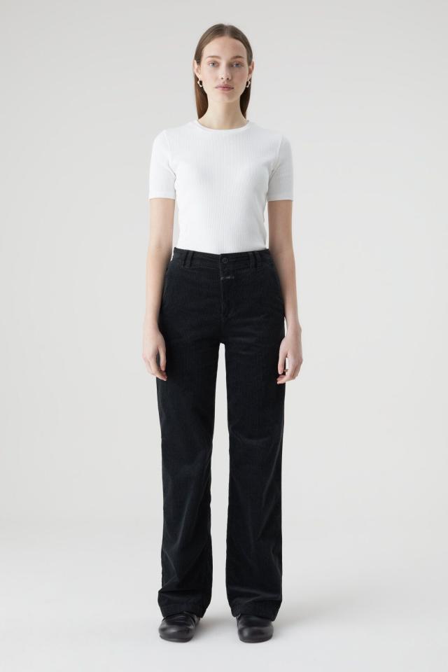 As-is Adorable 1970s Corduroy Flare Pants With Denim Knee Patches