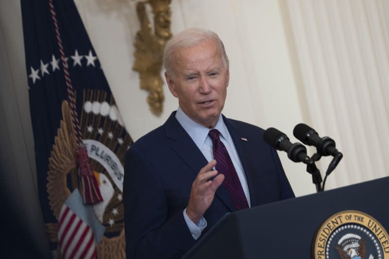 President Joe Biden participates in a reception to commemorate the 60th Anniversary of the founding of the Lawyers' Committee for Civil Rights Under Law, in the East Room of the White House in Washington, D.C., where he called for an end to "hate-fueled violence." Photo by Chris Kleponis/ UPI
