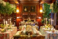 <p>Gardner says her large dining space will allow her to add some dramatic flair by utilizing citrus branches, which means guests will have to pull back branches full of ripe, aromatic fruit to find their table. Plush, heavy-patterned couches; romantic mood lighting; colorful table linens; and an array of layered floral arrangements she created herself make for a dazzling, elegant, and ultra-comfortable place to spend a memorable New Year's Eve.</p>