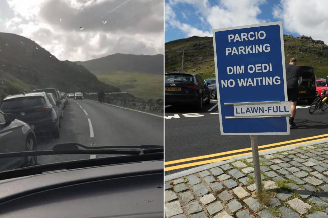 Mountain roads were lined with cars as people flocked to Snowdonia over the weekend: Gwynfor Coaches/Reuters/CarlRecine