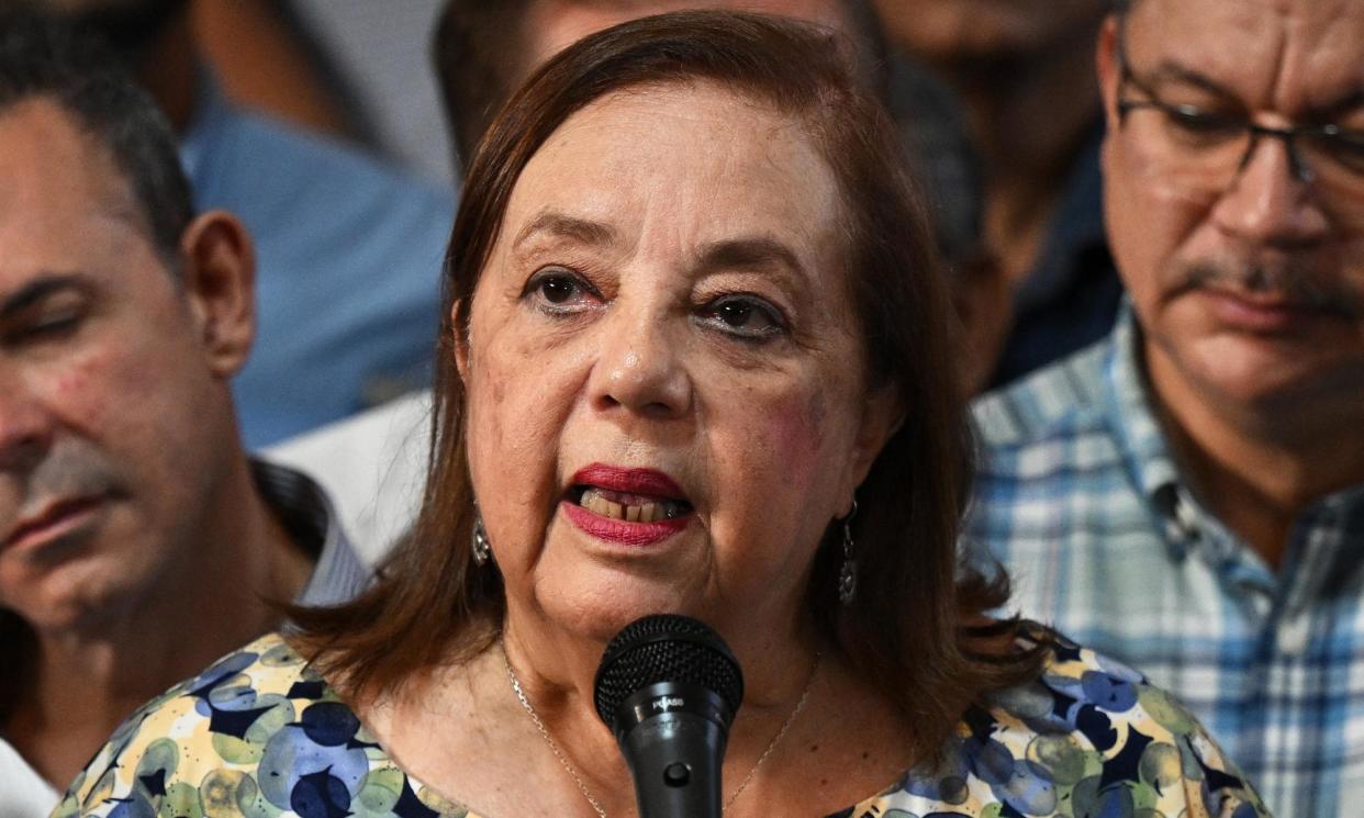 <span>Corina Yoris speaks during a press conference in Caracas, last week.</span><span>Photograph: Federico Parra/AFP/Getty Images</span>