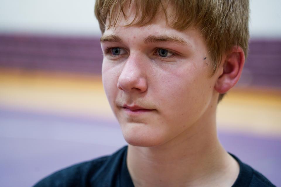 "It's impressive," 8th grade wrestler Brady Miller said Tuesday, Feb. 26, 2024, of his coach, Patrick Frepan. "He went from relearning how to walk, and relearning how to eat and talk, to what he's doing now."