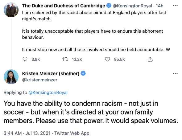 Tweet about Prince William and Meghan Markle