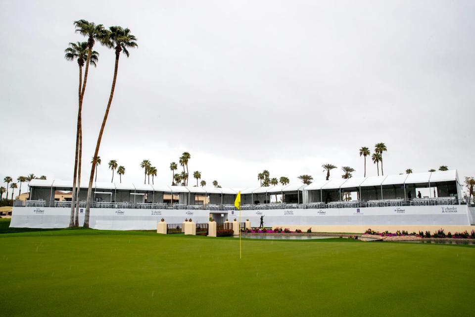 Grandstand seating has been set up for the inaugural Galleri golf tournament at Mission Hills Country Club in Rancho Mirage, Calif., on Tuesday, March 21, 2023.
(Photo: Taya Gray/The Desert Sun)