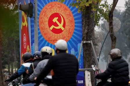 A poster promoting Vietnam's communist party is seen on a street in Hanoi, Vietnam January 23, 2019. REUTERS/Kham