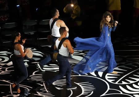 Gold Coast 2018 Commonwealth Games - Opening ceremony - Carrara Stadium - Gold Coast, Australia - April 4, 2018 - Delta Goodrem performs during the opening ceremony. REUTERS/David Gray