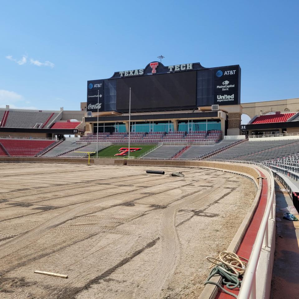 The videoboard at the north end of Jones AT&T Stadium will be replaced as part of Texas Tech's $220 million football facilities project, and a new ramp and visitors' locker room will be constructed in the stadium's northeast corner. Both are scheduled for completion before the 2024 season.