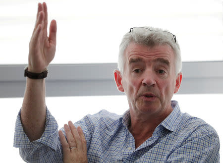 FILE PHOTO: Ryanair Chief Executive Michael O'Leary addresses a news conference in Schwechat, Austria, July 31, 2018. REUTERS/Heinz-Peter Bader/File Photo