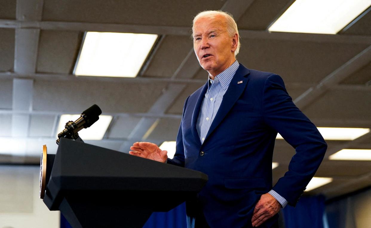 <span>Joe Biden suggested this week that cannibals ate his ‘Uncle Bosie’ after his plane was shot down during the second world war over New Guinea. </span><span>Photograph: Elizabeth Frantz/Reuters</span>