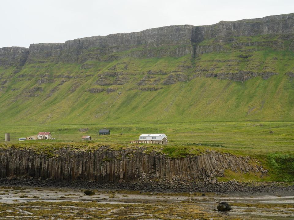 Far-off view of Studio Bua's modernized Icelandic barn. 