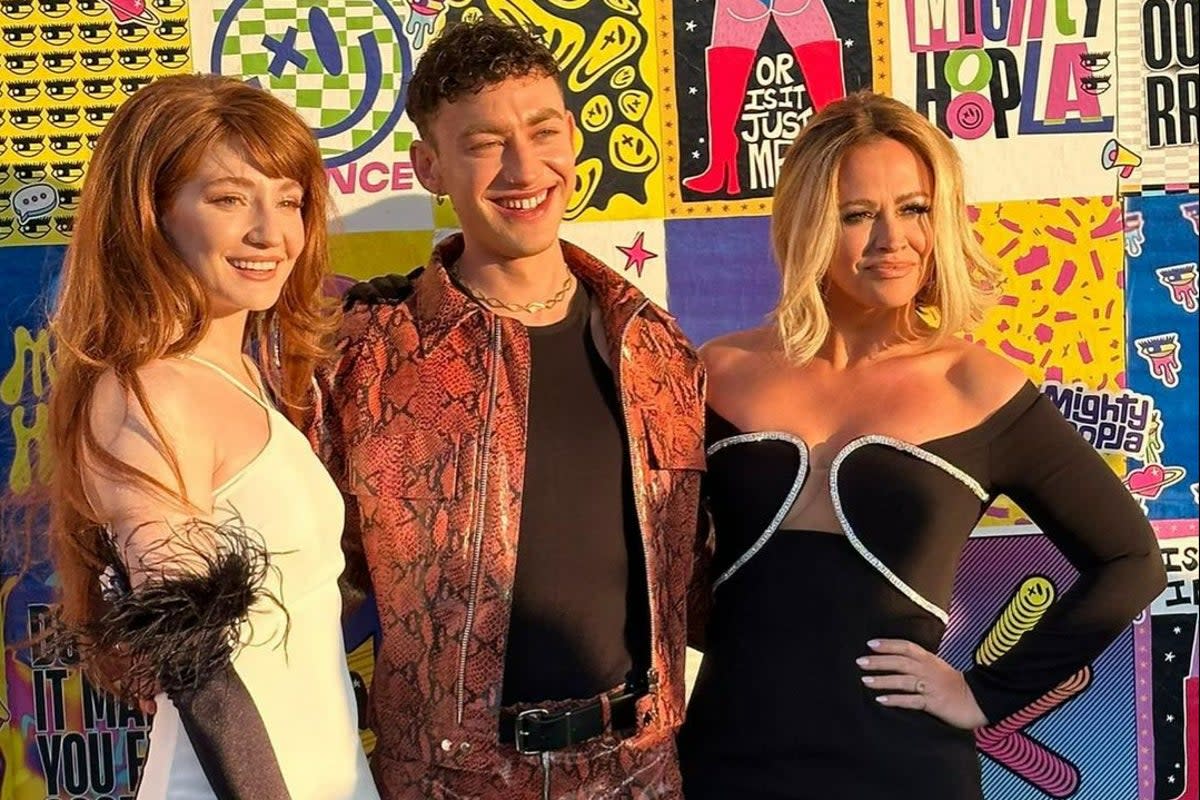 Nicola Roberts and Kimberley Walsh joined Olly Alexander as surprise guests at his Mighty Hoopla set  (Instagram)