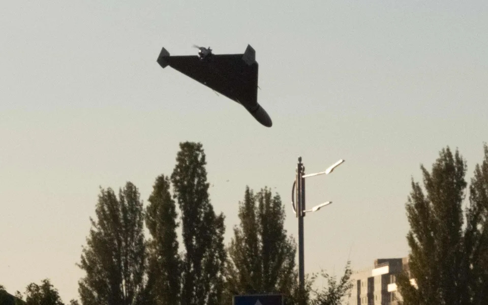 An Iranian drone approaches for an attack in Kyiv on Monday - YASUYOSHI CHIBA 