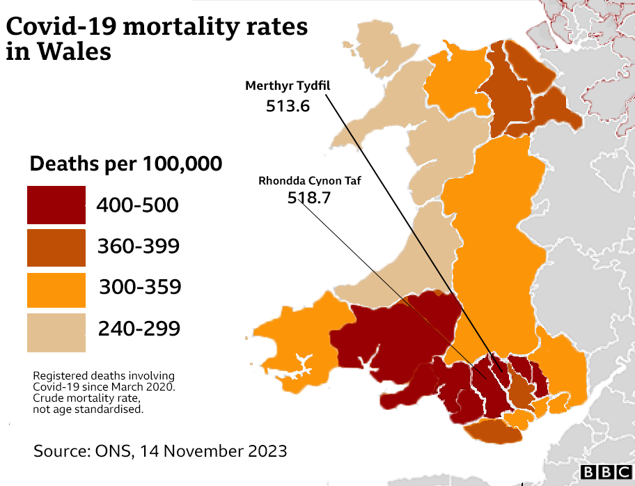 Mortality map of Wales