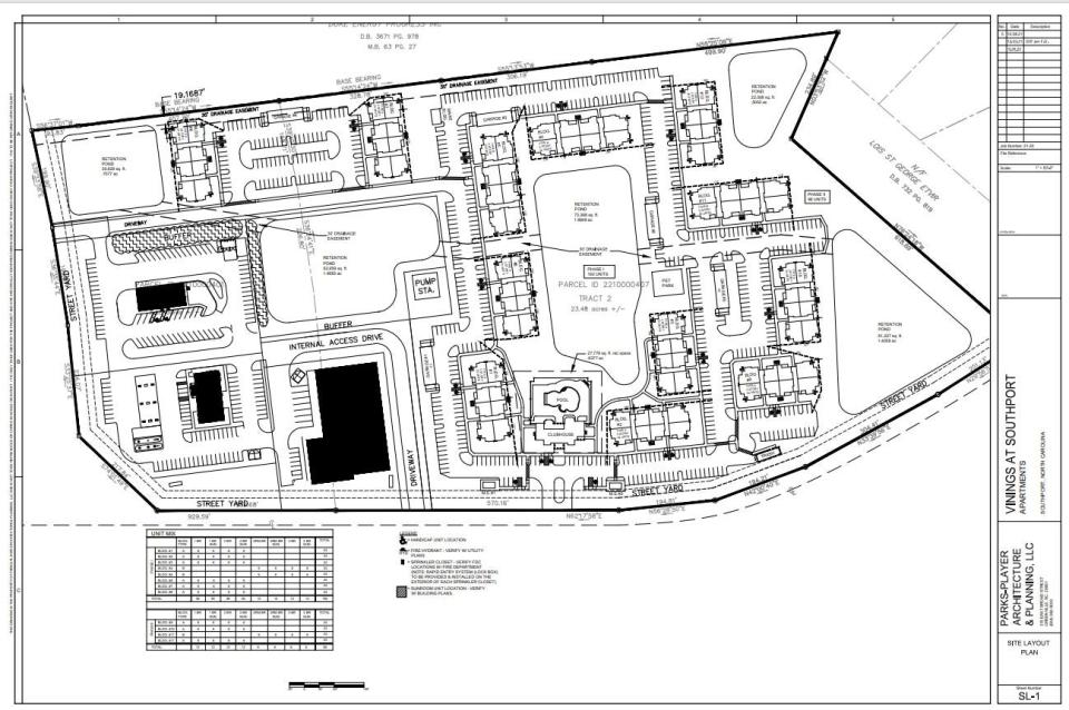 This is the current site plan for The Vinings at Southport apartments.