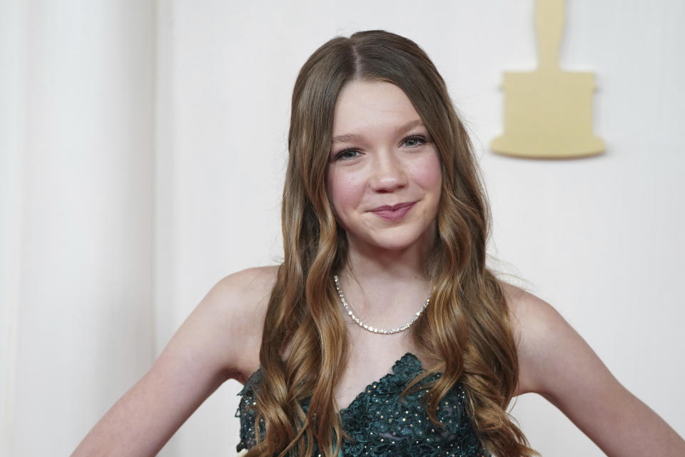 Juliet Donenfeld arrives at the Oscars on Sunday, March 10, 2024, at the Dolby Theatre in Los Angeles. (Photo by Jordan Strauss/Invision/AP)