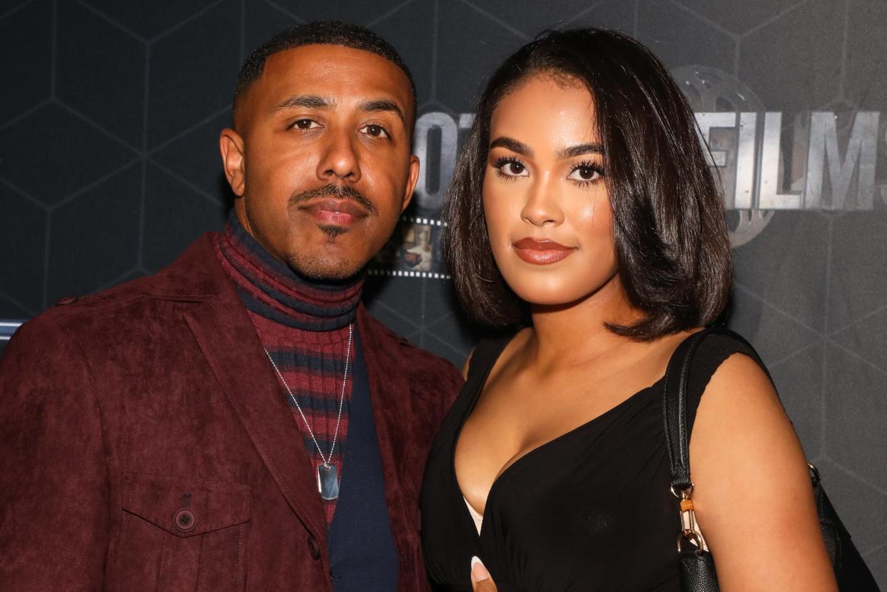 Marques Houston (L) attends the premiere of "No Way Out" at LOOK Dine-In Cinemas Glendale on April 10, 2023 in Glendale, California.