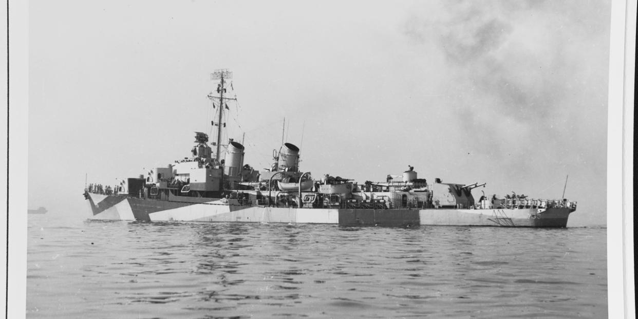 The U.S.S. Mannert L. Abele sunk off the coast of Okinawa in 1945.