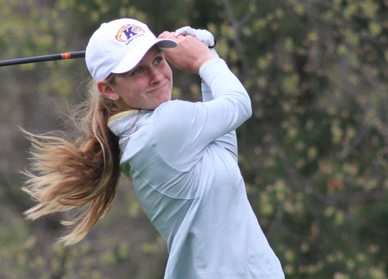 Emily Price of Kent State is in second place individually after shooting a 2-under 70 in the first round of the MAC Championships on Friday.