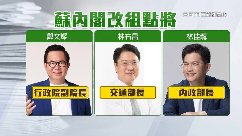 內閣人事布局工作持續，行政院副院長幾乎底定由鄭文燦出任。