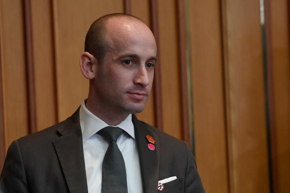 White House senior policy adviser Stephen Miller waits for the start of a meeting with President Donald Trump and South Korean President Moon Jae-in at the Blue House in Seoul,  June 30, 2019.