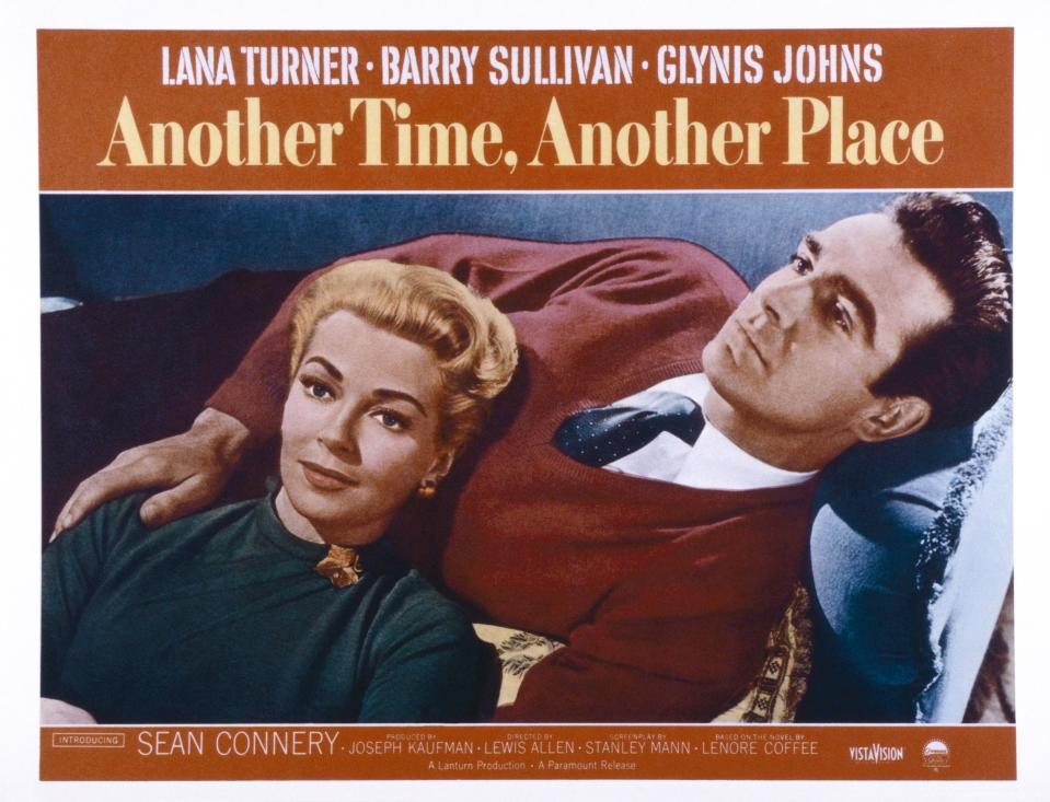 Another Time, ANOTHER PLACE, US lobbycard, from left: Lana Turner, Sean Connery, 1958. (Photo by LMPC via Getty Images)