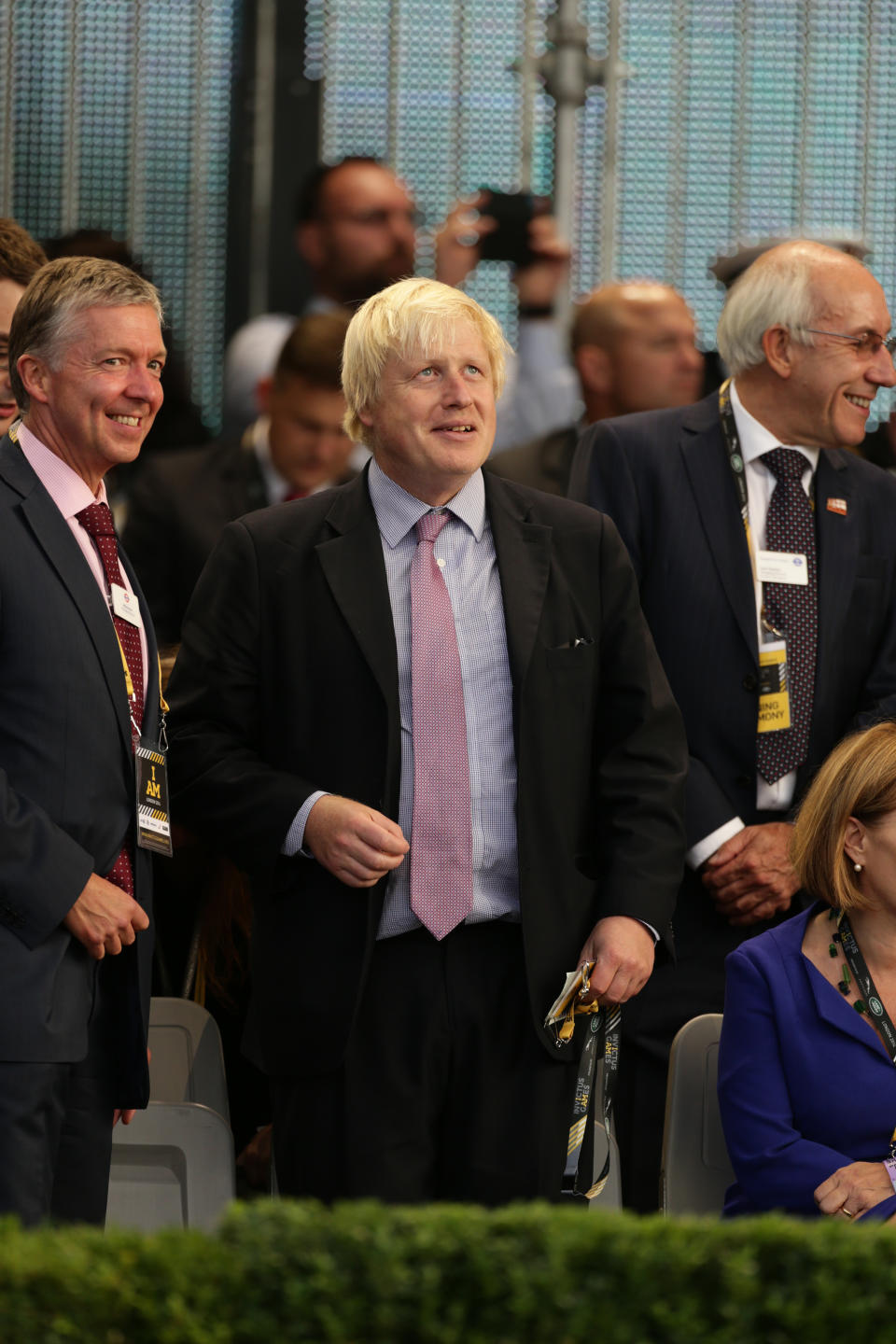 Mayor of London Boris Johnson (left) during the opening ceremony of he Invictus Games at the Queen Elizabeth Olympic Park, London.