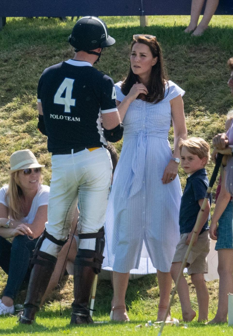 <p>Duchess Kate wore another blue dress just hours after the Trooping the Colour parade! <a href="https://www.townandcountrymag.com/society/tradition/a21252562/kate-middleton-zara-blue-striped-dress-polo-match/" rel="nofollow noopener" target="_blank" data-ylk="slk:The Duchess wore a $70 off-the-shoulder dress by Zara;elm:context_link;itc:0;sec:content-canvas" class="link ">The Duchess wore a $70 off-the-shoulder dress by Zara</a> with espadrilles and sunglasses while attending Prince William's charity polo match with Prince George and Princess Charlotte. </p><p><a class="link " href="https://go.redirectingat.com?id=74968X1596630&url=https%3A%2F%2Fwww.zara.com%2Fus%2Fen%2Fstriped-off-the-shoulder-dress-p04043095.html&sref=https%3A%2F%2Fwww.redbookmag.com%2Flife%2Fg34824194%2Fkate-middleton-fashion%2F" rel="nofollow noopener" target="_blank" data-ylk="slk:SHOP NOW;elm:context_link;itc:0;sec:content-canvas">SHOP NOW</a> Zara <em>Striped Off-the-Shoulder Dress, $69.90 </em><br></p>