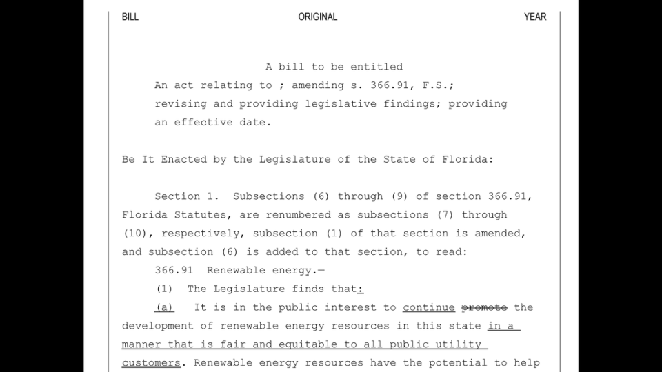 FPL wrote the language for a bill on net metering and gave it to bill sponsors in the Florida House and Senate for the upcoming legislative session.