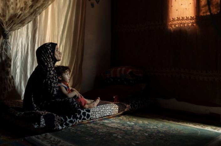 Enas lives with her husband and their eight children in an informal settlement near Beit Hanoun (Paddy Dowling)