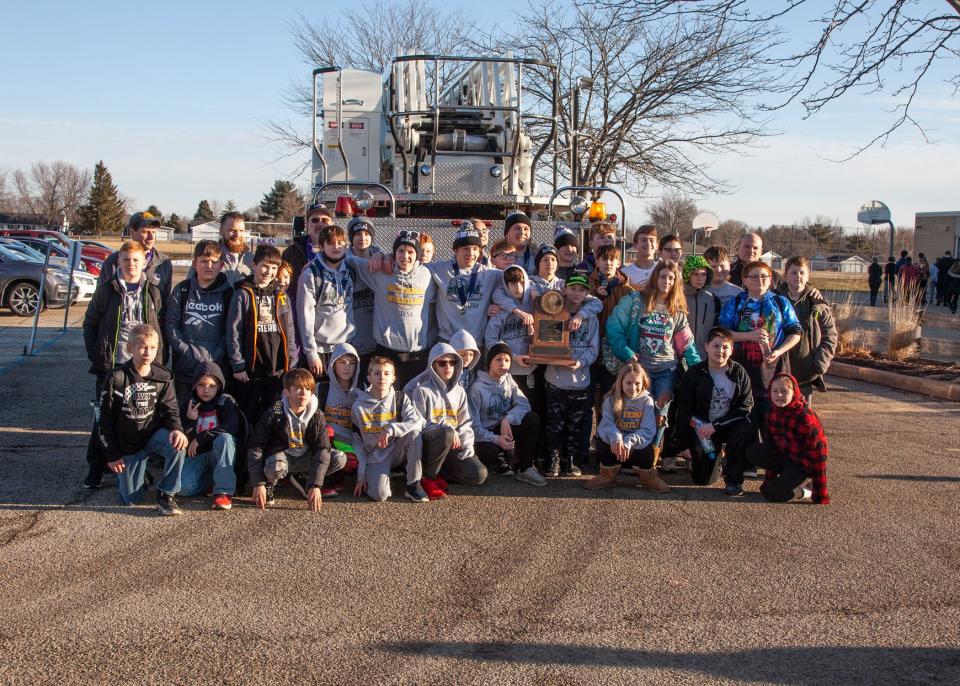 Members of the Canton Ingersoll Middle School wrestling team placed second overall at the state meet and had four wrestlers earn state titles.