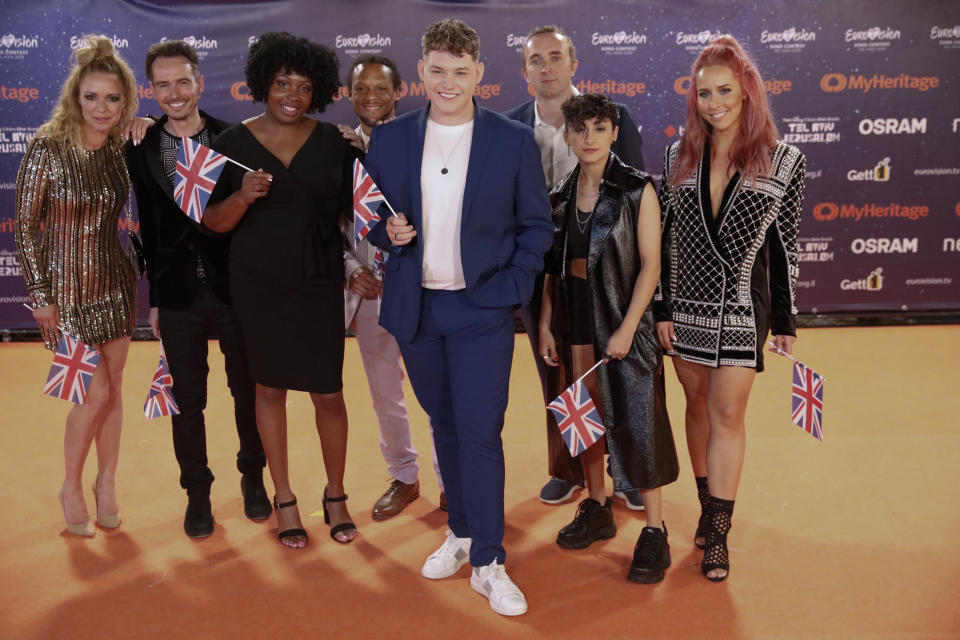 Michael Rice of Great Britain poses during a presentation of the 2019 Eurovision Song Contest participants in Tel Aviv, Israel, Sunday, May 12, 2019.(AP Photo/Ariel Schalit)