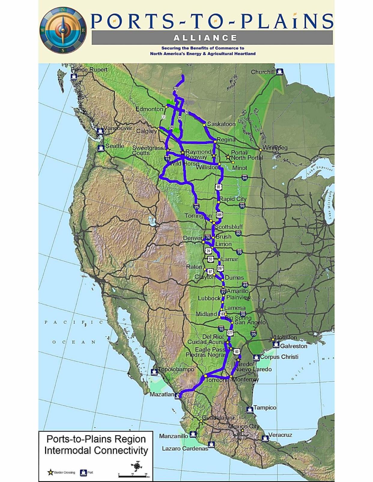 Proposed map of Ports-o-Plains Corridor