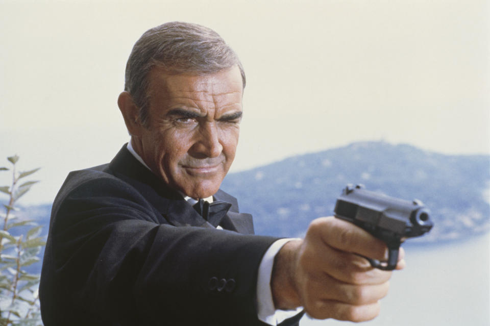 Actor Sean Connery on set of the movie James Bond: Never Say Never Again