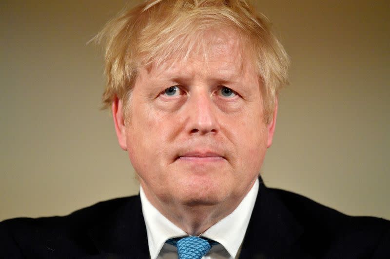 FILE PHOTO: British PM Johnson gives daily address to nation on coronavirus in London