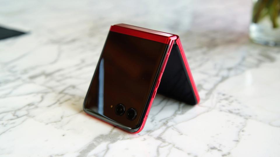 The Motorola Razr Plus tented