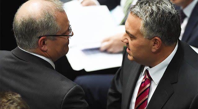 Social Services Minister Scott Morrison and Treasurer Joe Hockey in the House of Representatives in May. Photo: AAP